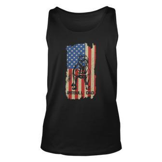 Womens American Flag Pitbull Dad Cool Dog Daddy Patriot 4Th July V-Neck Tank Top | Mazezy