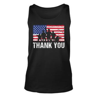American Flag Soldiers Usa Thank You Veterans Proud Veteran Unisex Tank Top - Thegiftio UK