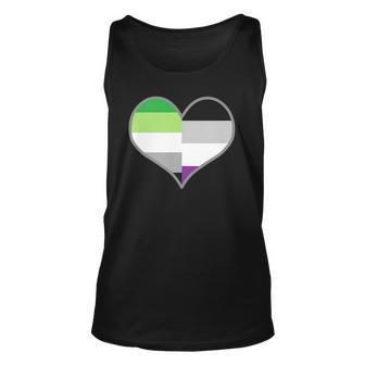 Asexual Aromantic Pride Flag Heart Nonsexual Equality Month Tank Top | Mazezy
