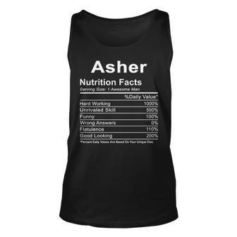 Asher Name Funny Gift Asher Nutrition Facts Unisex Tank Top - Seseable
