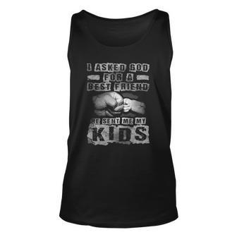 Mens I Asked God For A Best Friend He Sent Me My Kids Fathers Day Tank Top | Mazezy