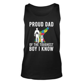 Autism Dad Autism Proud Dad Of The Toughest Boy Daddy Unisex Tank Top | Mazezy