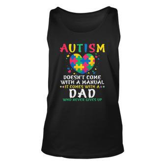 Mens Autism Doesnt Come With Manual Dad Autism Awareness Puzzle Tank Top | Mazezy