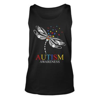 Autism Dragonfly Autism Awareness Kid Puzzle Unisex Tank Top - Seseable