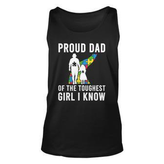 Autism Proud Dad Of The Toughest Girl Daddy Autism Dad Unisex Tank Top | Mazezy