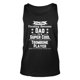 Awesome Dad Super Cool Trombone Player Marching Band Unisex Tank Top | Mazezy