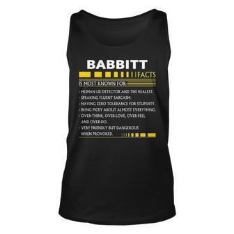 Babbitt Name Gift Babbitt Facts V2 Unisex Tank Top - Seseable