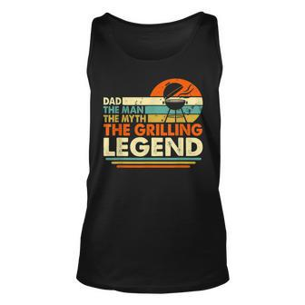 Barbecue Funny Grilling Dad Man Myth Legend Father Vintage Unisex Tank Top - Thegiftio UK