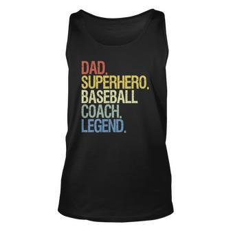 Baseball Coach Dad Superhero Legend Unisex Tank Top | Mazezy