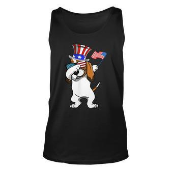 Basset Hound Dabbing Dog Dad 4Th Of July Unisex Tank Top - Seseable