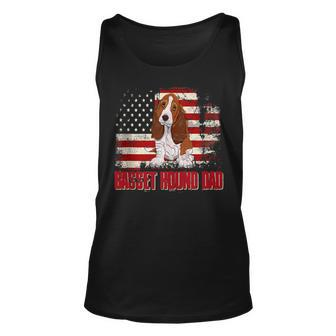 Basset Hound Dad American Flag 4Th Of July Dog Lovers Unisex Tank Top - Seseable