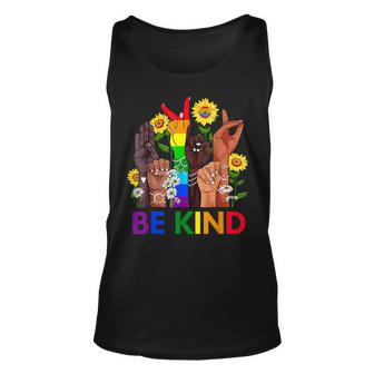 Be Kind Sign Language Hand Talking Lgbtq Flag Gay Pride Unisex Tank Top | Mazezy AU