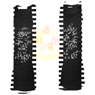 Be Kind To One Another Positive Message With Hands Flower Unisex Tank Top - Thegiftio