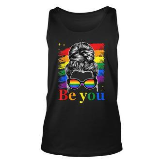 Be You Pride Lgbtq Gay Lgbt Ally Rainbow Flag Woman Face Unisex Tank Top | Mazezy