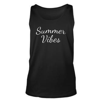 Womens Casual Beach Summer Vibes Lettering Colorful Short Sleeve Tank Top | Mazezy
