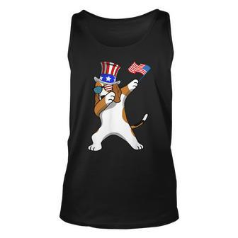 Beagle Dabbing Dog Dad 4Th Of July Unisex Tank Top - Seseable