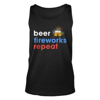 Beer Fireworks Repeat Funny 4Th Of July Beer Lovers Gifts Unisex Tank Top - Seseable