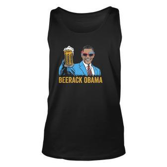 Beerack Obama Drinking Beer Funny 4Th Of July Unisex Tank Top | Mazezy