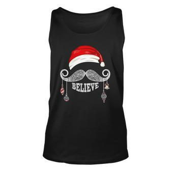 Believe Christmas Santa Mustache With Ornaments - Believe Unisex Tank Top | Mazezy