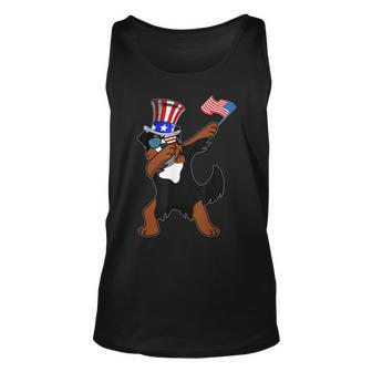 Bernese Mountain Dog Dabbing Dog Dad 4Th Of July Unisex Tank Top - Seseable