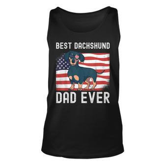 Best Dachshund Dad Ever American Flag 4Th Of July Weiner Dog Unisex Tank Top - Seseable
