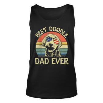 Best Doodle Dad Ever Goldendoodle American Flag 4Th Of July Unisex Tank Top - Seseable