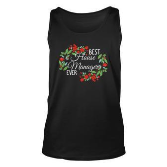 Best House Manager Ever Profession Floral Wreath Job Unisex Tank Top | Mazezy