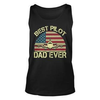 Best Pilot Dad Ever Fathers Day American Flag 4Th Of July Unisex Tank Top - Seseable