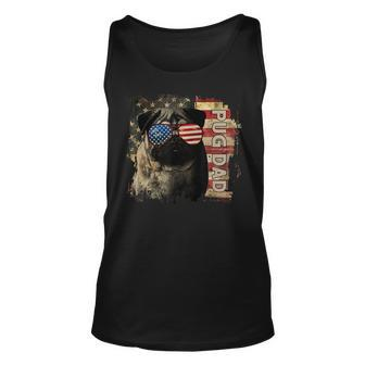 Best Pug Dad Ever American Flag 4Th Of July Fathers Day Unisex Tank Top - Seseable