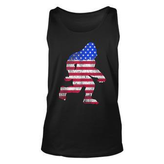 Bigfoot American Flag Usa 4Th Fourth Of July Red White Blue Unisex Tank Top - Seseable