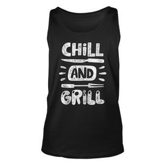 Birthday Gift For Him Husband Dad Grandpa Chill And Grill Unisex Tank Top - Seseable