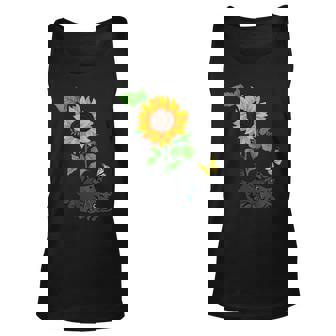 Black Cat Cats And Sunflowers Kitten Sunflower Butterfly Unisex Tank Top - Thegiftio