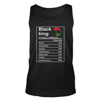 Mens Black History Month African Men Black King Nutrition Facts Tank Top | Mazezy