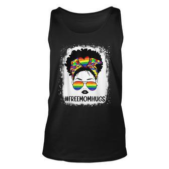 Black Womens Free Mom Hugs Messy Bun Lgbt Pride Rainbow Unisex Tank Top | Mazezy