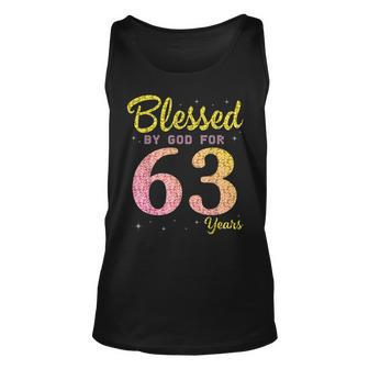 Blessed Birthday By God For 63 Years Old Happy To Me You Mom Unisex Tank Top - Seseable