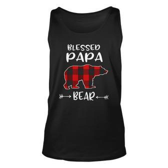 Blessed Papa Bear Buffalo Plaid Bear For Papa Unisex Tank Top | Mazezy