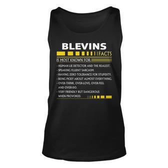 Blevins Name Gift Blevins Facts Unisex Tank Top - Seseable