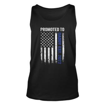 Mens Blue Line Promoted To Daddy 2022 Police Dad On Back Tank Top | Mazezy