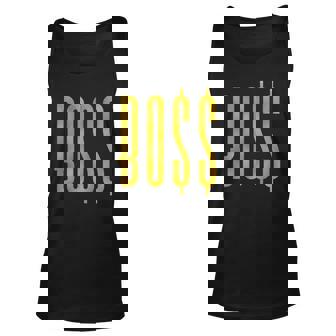 Bo$$ Hip-Hop Swag Cool Gold Text Men Women Youth Unisex Tank Top | Mazezy