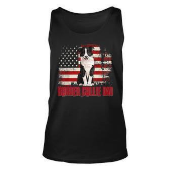 Border Collie Dad American Flag 4Th Of July Dog Lovers Unisex Tank Top - Seseable