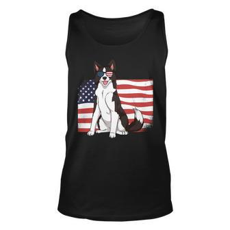 Border Collie Dad Mom American Flag 4Th Of July Usa Funny Unisex Tank Top - Seseable