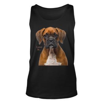 Boxer Dog Dog Mom Dad Love Is Puppy Pet Women Men Kids Unisex Tank Top - Seseable