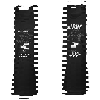 Brainwashed Sheeple Funny Sheep With Face Mask Unisex Tank Top | Mazezy