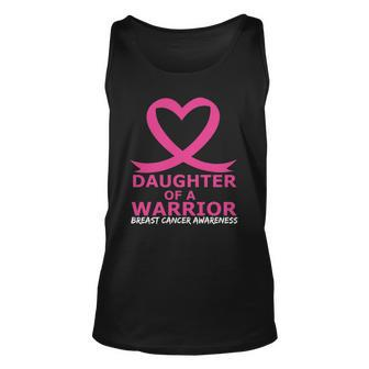 Breast Cancer Daughter Of A Warrior Pink Heart Ribbon Unisex Tank Top | Mazezy