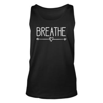 Womens Breathe Arrow Heart Birth Doula Midwife Yoga Meditation Tank Top | Mazezy