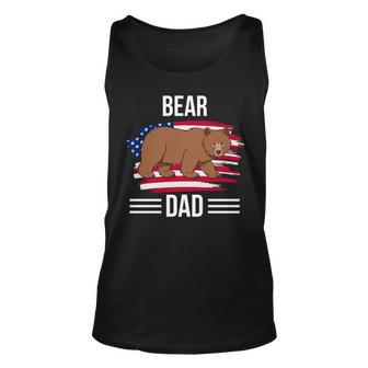 Brown Bear Us Flag 4Th Of July Fathers Day Bear Dad Unisex Tank Top - Seseable
