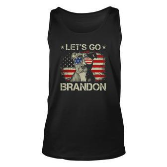 Bulldog American Flag Funny Biden Lets Go Brandon Unisex Tank Top | Mazezy