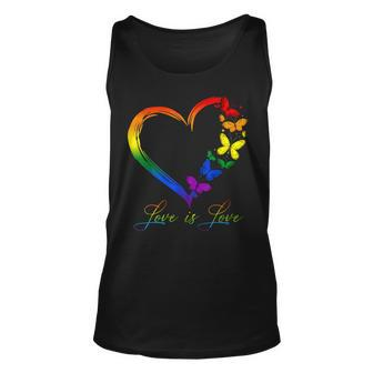 Butterfly Heart Rainbow Love Is Love Lgbt Gay Lesbian Pride Tank Top | Mazezy