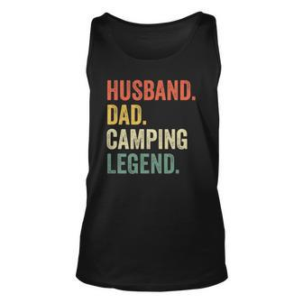 Mens Camper Husband Dad Camping Legend Vintage Fathers Day Tank Top | Mazezy