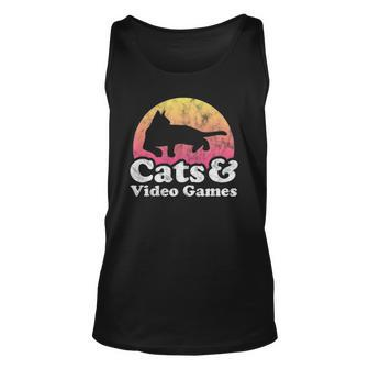 Cats And Video Games Mens Or Womens Cat And Video Game Unisex Tank Top | Mazezy